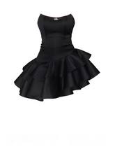Schwarzes, unregelmäßiges Puffkleid für Damen